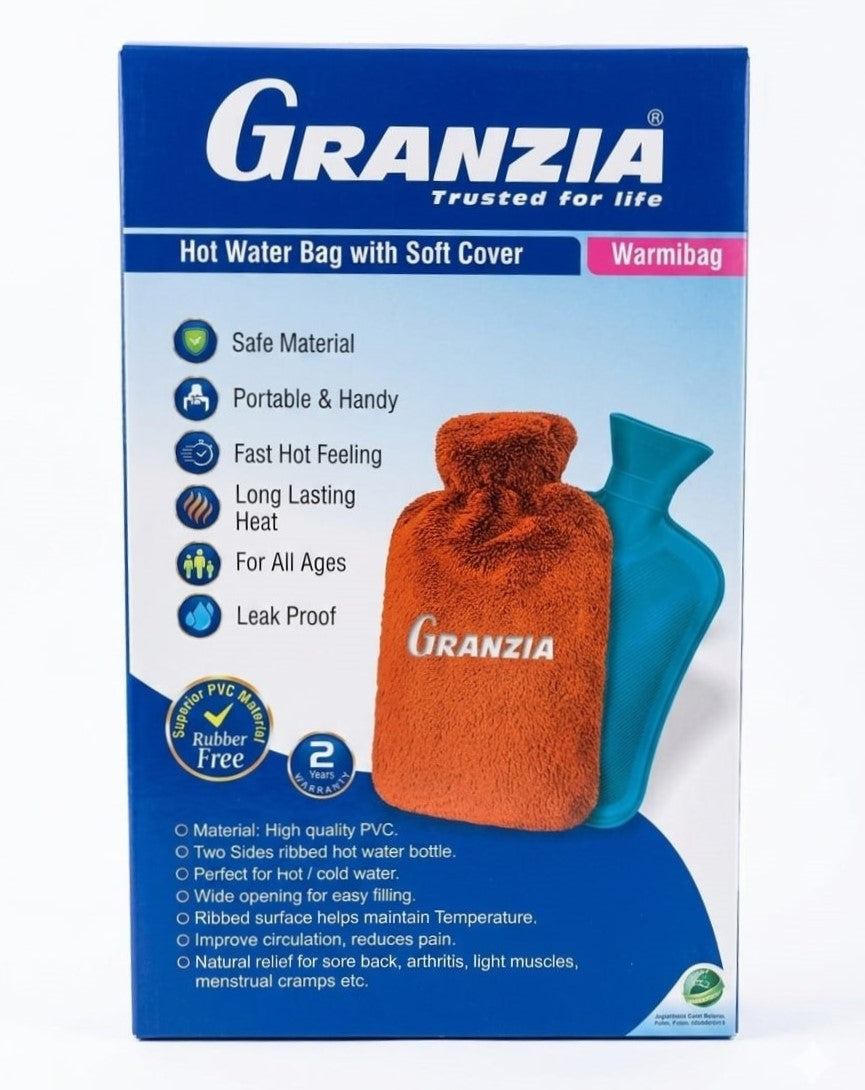 Granzia Hot Water Bag with Soft Cover - Model GEWB-2L (2 Liters)