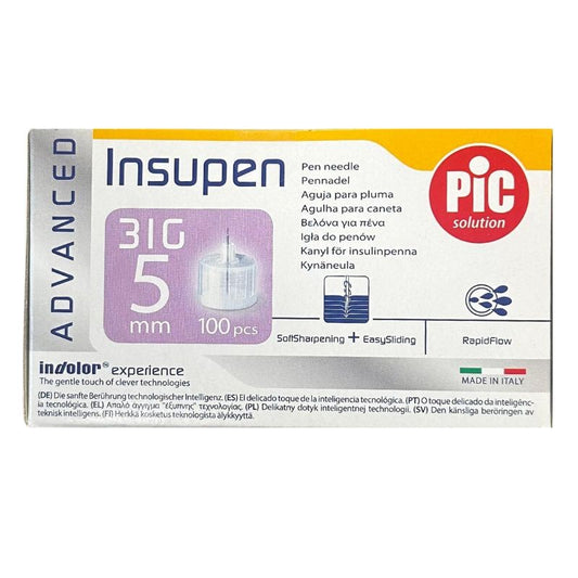 Advanced PIC Insupen Pen Needles – 31G × 5 mm – 100 Pieces