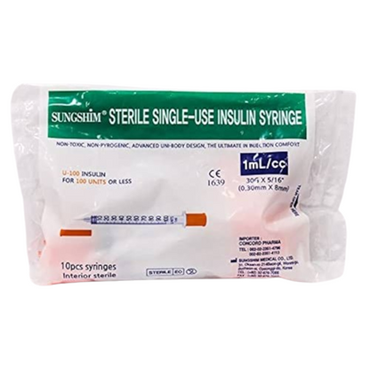 Sungshim Insulin Syringe – 1 ml – Pack of 200