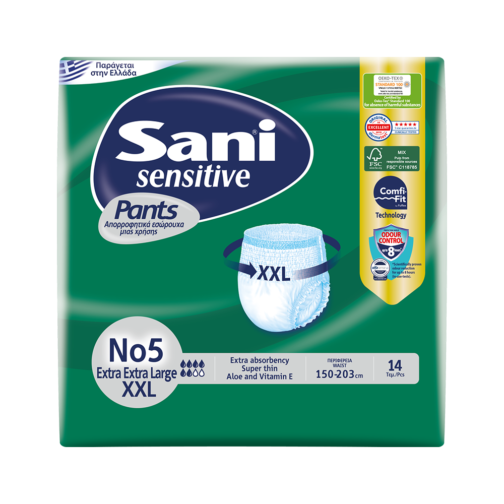 Sani Sensitive Pants  Adult Incontinence Underwear – 14 Pieces (S/M/L/XL/XXL)